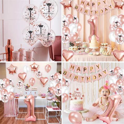 1th Birthday Decorations for Girls, Rose Gold Birthday Decoration, Girl ...
