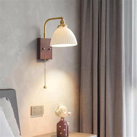 Hdc Modern Adjustable Swing Arm Wall Sconce with Striped Ceramic Shade