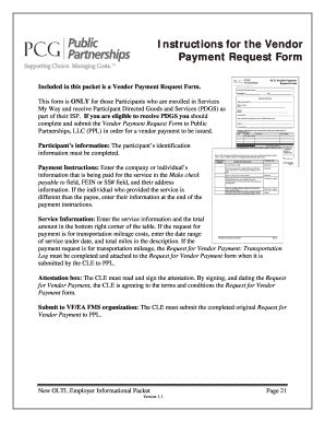Fillable Online Instructions for the Vendor Payment Request Form Fax ...