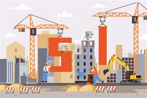 五一劳动节工人在建筑工地干活插画图片下载-正版图片402148075-摄图网