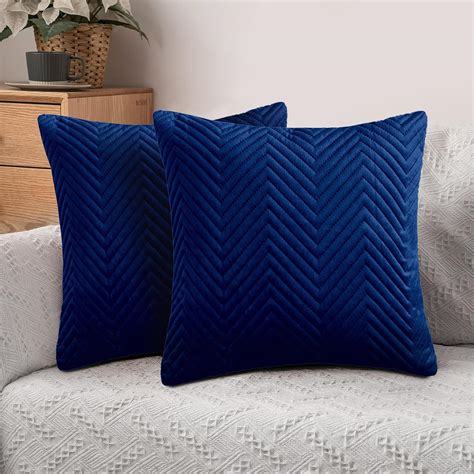 Hafaa Cushions with Covers Included 45 x 45 Cm Set of 4 (2 Navy Cushion ...