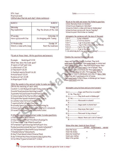 Image result for Free Printable Worksheet Simple Present