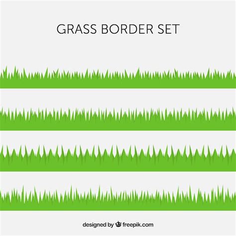 Verschillende groene gras grenzen in plat design | Gratis Vector