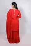 Buy Red Cotton Embroidery, Zari, Sequins Round Neck Sindoor Kurta And ...