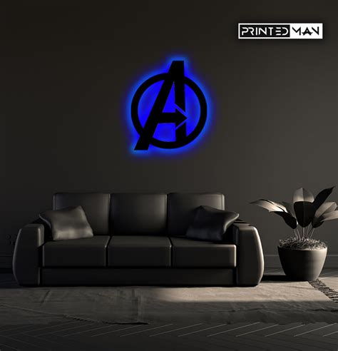 Wooden LED Logo Backlight -AVENGERS – Printed Man