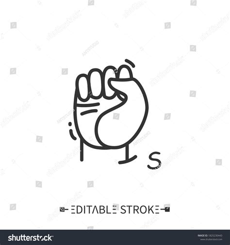 Hand Gesture Showing S Letter Line Stock Vector (Royalty Free ...