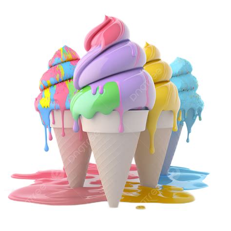 3d Three Dimensional Ice Cream, 3d, Ice Cream, Fruit Ice Cream PNG ...