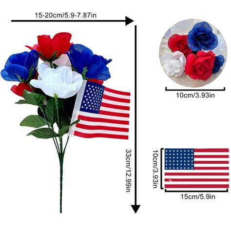 Artificial Flower Patriotic Memorial Bouquet Red White and Blue ...