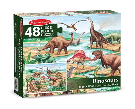 Melissa & Doug Dinosaurs Jumbo Jigsaw Floor Puzzle (48 pcs, 2 x 3 feet ...