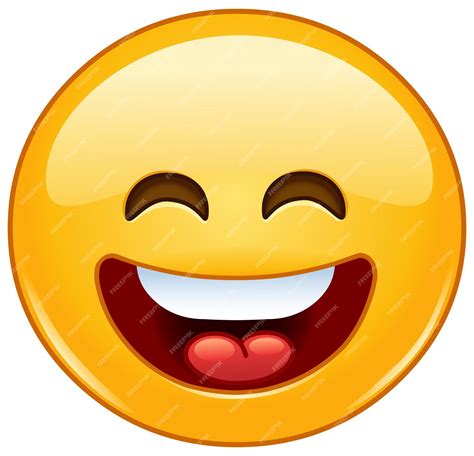 Premium Vector | Smiling Emoji Emoticon Face with Open Mouth and ...