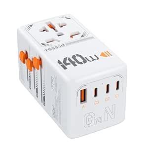 TESSAN Universal Travel Adapter 140W GaN, International Plug Adaptor ...