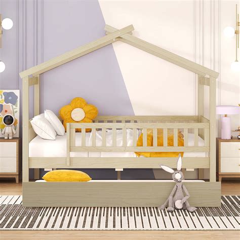 Ophelia & Co. Imaginative House Bed with Trundle, Offering Extra Sleeping Space and Comfort for ...