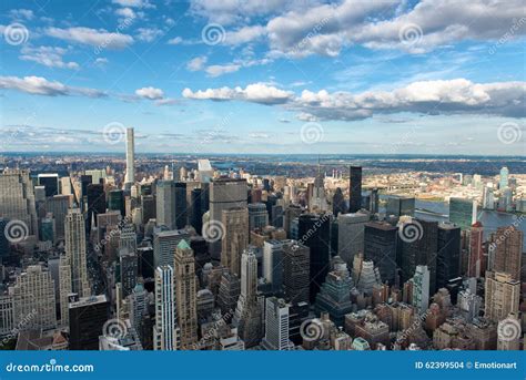 Overview of New York City with Blue Sky and Clouds Editorial Stock ...