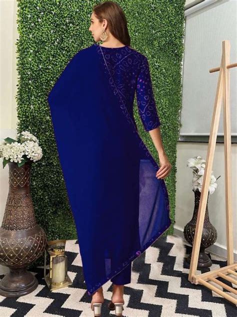 Ambrosia retail Printed, Embroidered Kurta, Trouser/Pant & Dupatta Set ...