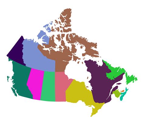Map of Canada in political regions. Canadian map colorful map. 28651122 PNG