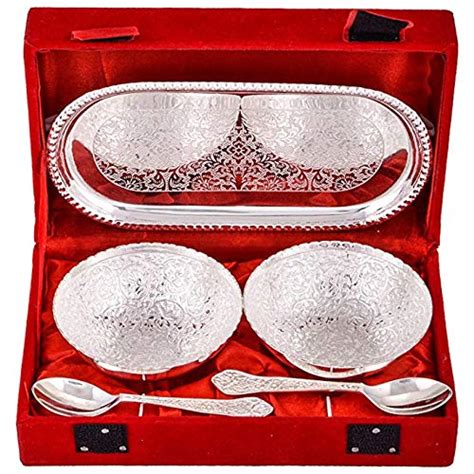 Buy Smart Buying Silver Plated Floral Bowl - 200ml, Set of 2 Pcs ...
