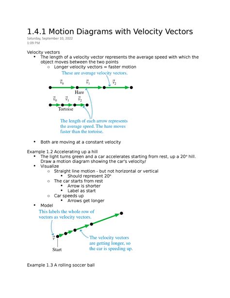 1.4.1 Motion Diagrams with Velocity Vectors - 1.4 Motion Diagrams with ...