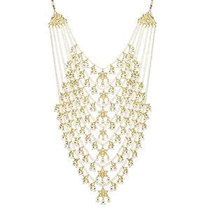 Buy RUNJHUN White Pearl Satlada 7 Line Kundan Handmade Royal Ethnic ...