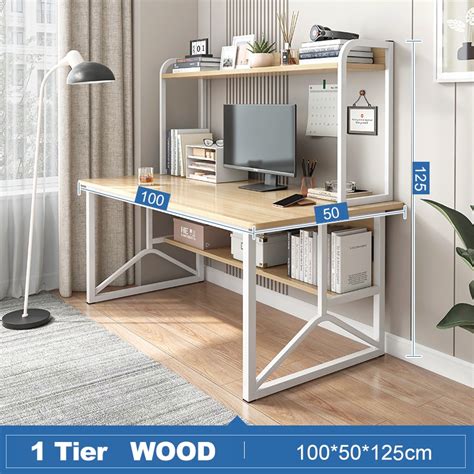 Computer Table with Book Rack Design 的图像结果