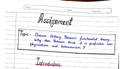 Assignment - Analyzing Hillary Putnam's Functionalism Theory - Studocu