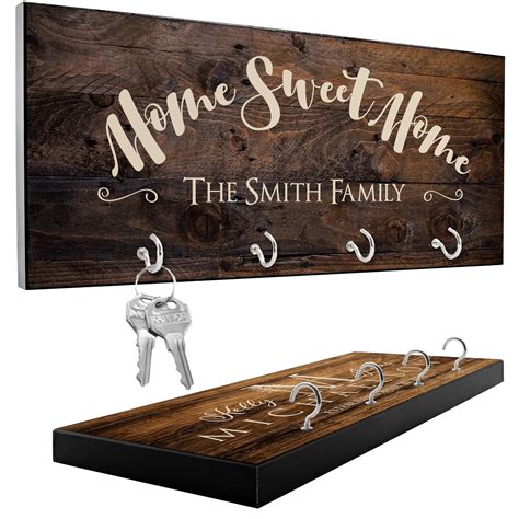 Personalized Key Holder with 12 Design, 3 Rich Wood Options ...
