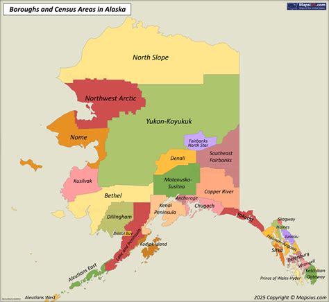 Alaska Borough Map - List of boroughs and Census Areas in Alaska ...