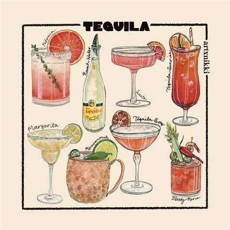 Classic Tequila Cocktail Coaster Set of 4 in 2024 | Classic tequila ...
