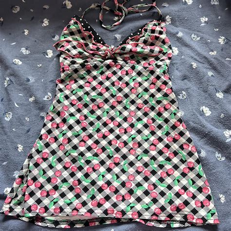 cute cherry bathing suit top size m - Depop