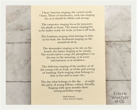 Print Walt Whitman 'I Hear America Singing' - Etsy