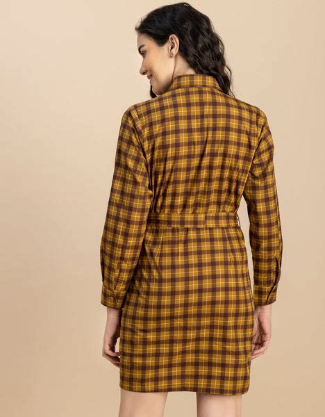 Long Sleeve Spread Collar Shirt Cotton Dress - Moomaya