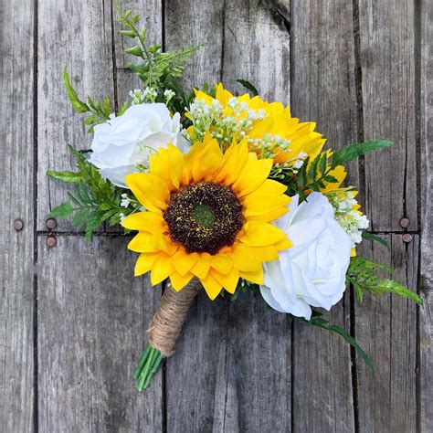 White Sunflower Wedding Bouquet - flowersbout