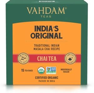 Vahdam Organic India's Original Chai Cinnamon, Cardamom Masala Tea Bags ...