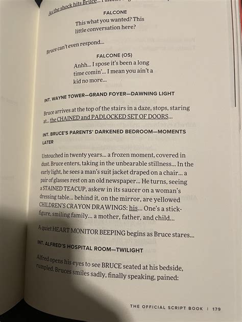 This Bruce and Alfred scene is slightly different in the script ...