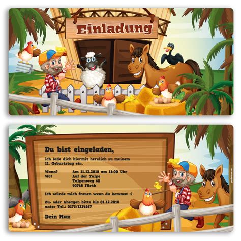 Einladung Bauernhof Kindergeburtstag