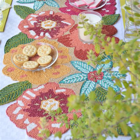 Beads Flower Runner Online - Premium Table Runner | Nestasia