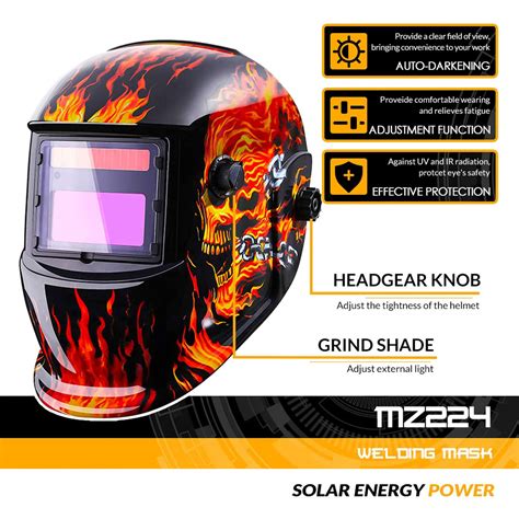 Buy DEKOPRO Solar Powered Welding Helmet w/ Hood, Adjustable Shade ...