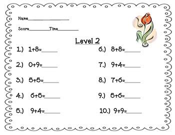 Image result for Single Digit Addition Timed Test