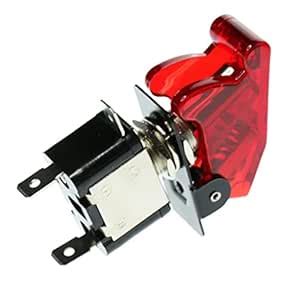 Aswadh Auto Replacement Red Cover LED Light 20A 12V Rocker Toggle ON ...
