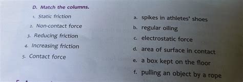 i want answer in 10 min pls physics ch 4 force and friction match the ...