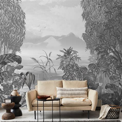 Life in Nature Black & White Jungle Wallpaper | Life n Colors