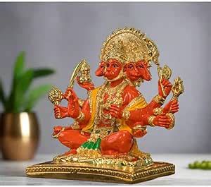 Buy Bhakti Samagri Gold Plated Panchmukhi Hanuman Ji Murti Idol for ...
