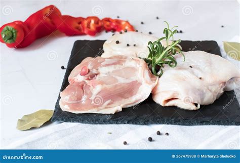 Raw Chicken Thighs. on a Raw Background Stock Photo - Image of chicken ...