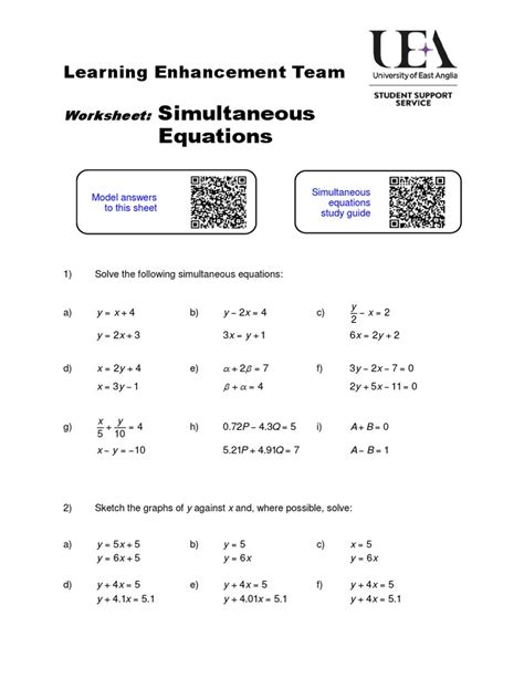 Image result for Simultaneous Equations Worksheet