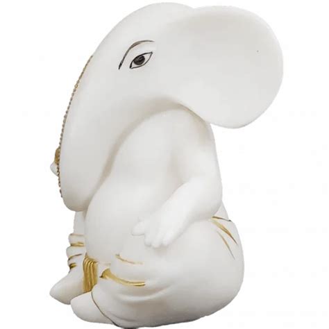 Marble Ganesh Statue - H 21.5 cm Mukut Ganesha Yellow Dhoti Statue ...