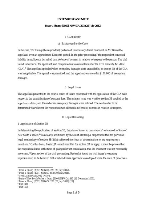 Image result for Case Note Example Law