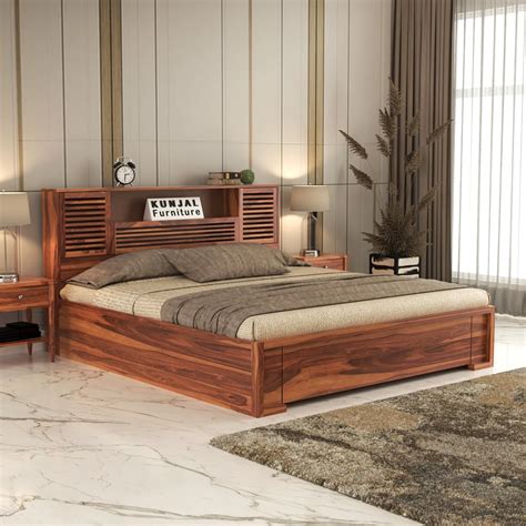 Amazon Brand - Solimo Sonder Queen Size Solid Sheesham Wood Bed with ...