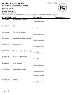 Fillable Online apps fcc FCC FM Broadcast Auction Form 175 Incomplete ...
