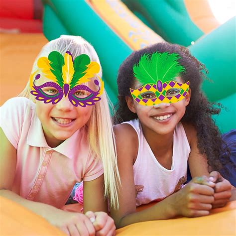 9 Pack Mardi Gras Carnival Parade Face Paper Masks for Women Girls ...