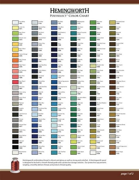 Hemingworth Color Chart