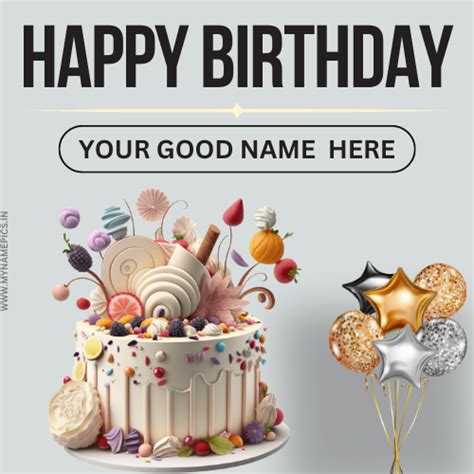 Write name on birthday cake and greeting card online